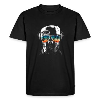 Dog with cool sunglasses for holidaymakers - Men's Premium Organic T-Shirt - black - Front - Nico (187cm)