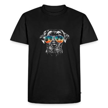 Dog with cool sunglasses for holidaymakers - Men's Premium Organic T-Shirt - black - Front - Nico (187cm)