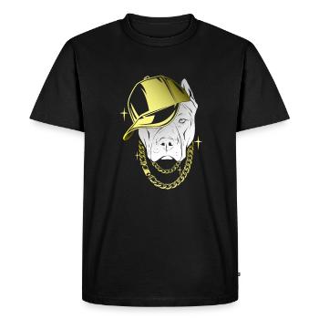 chien cool avec casquette et chaîne en or - T-shirt Premium bio Homme - noir - Devant - Nico (187cm)