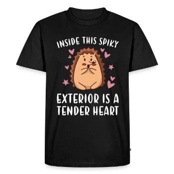 Inside This Spiky Exterior Is A Tender Heart - Men's Premium Organic T-Shirt - black - Front - Nico (187cm)
