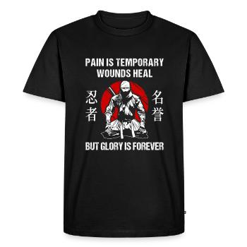 La douleur est des blessures temporaires guérit mais la gloire est éternelle - T-shirt Premium bio Homme - noir - Devant - Nico (187cm)