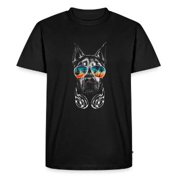 Dog with cool sunglasses for holidaymakers - Men's Premium Organic T-Shirt - black - Front - Nico (187cm)