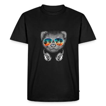 Ferret with cool sunglasses for vacationers - Men's Premium Organic T-Shirt - black - Front - Nico (187cm)