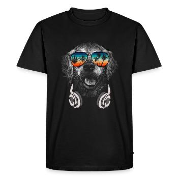 Dog with cool sunglasses for holidaymakers - Men's Premium Organic T-Shirt - black - Front - Nico (187cm)