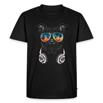 Dog with cool sunglasses for holidaymakers - Men's Premium Organic T-Shirt - black - Front - Nico (187cm)