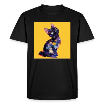 Cat, Cat Motif - Men's Premium Organic T-Shirt - black - Front - Nico (187cm)