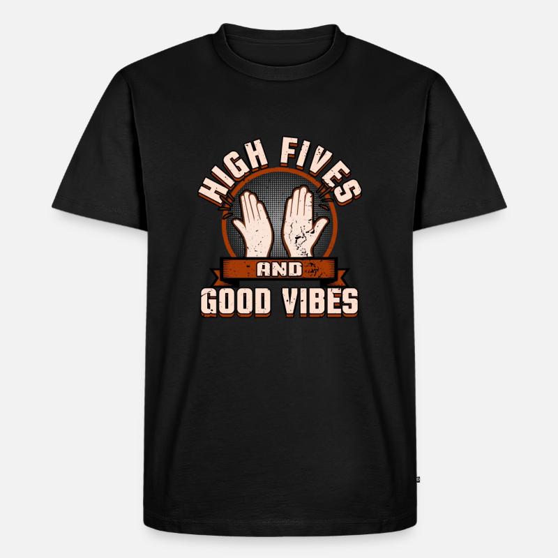 High Five - Männer Premium Bio T-Shirt - Schwarz