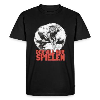 Dinosaur T-Rex Who Just Wants to Play - Men's Premium Organic T-Shirt - black - Front - Nico (187cm)