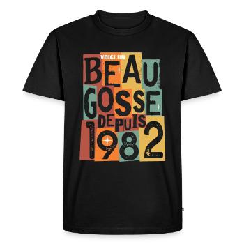 anniversaire 40 ans beau gosse - T-shirt Premium bio Homme - noir - Devant - Nico (187cm)