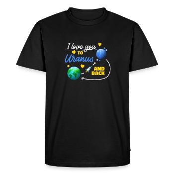 Je t’aime à Uranus et de retour à Uranus - T-shirt Premium bio Homme - noir - Devant - Nico (187cm)