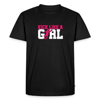 Soccer Kick Like a Girl Soccer Kick Girl - T-shirt Premium bio Homme - noir - Devant - Nico (187cm)