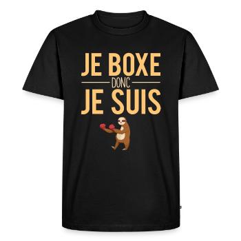 Je boxe donc je suis blague boxeur humour - T-shirt Premium bio Homme - noir - Devant - Nico (187cm)