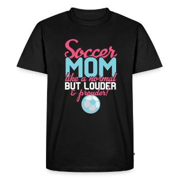 Maman de football comme une fière normale plus forte - T-shirt Premium bio Homme - noir - Devant - Nico (187cm)