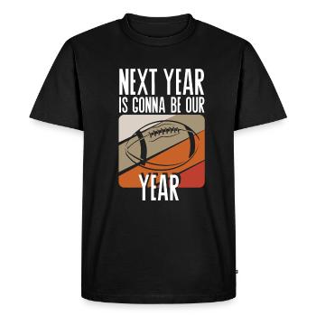 Football L’année prochaine sera notre année - T-shirt Premium bio Homme - noir - Devant - Nico (187cm)
