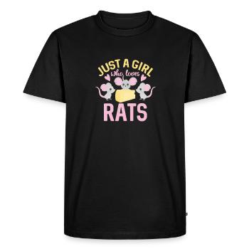 Rat Juste une fille qui aime les rats - T-shirt Premium bio Homme - noir - Devant - Nico (187cm)