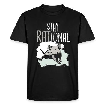 Rat Stay RATional Be RAtional Rat Lover - T-shirt Premium bio Homme - noir - Devant - Nico (187cm)
