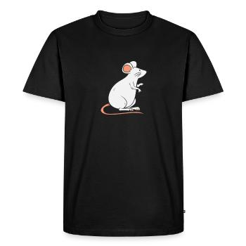 Rat Solo Sitting White Rat Loves Rat - Men's Premium Organic T-Shirt - black - Front - Nico (187cm)