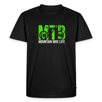 VTT Mountain Bike Life aime la vie à vélo - T-shirt Premium bio Homme - noir - Devant - Nico (187cm)
