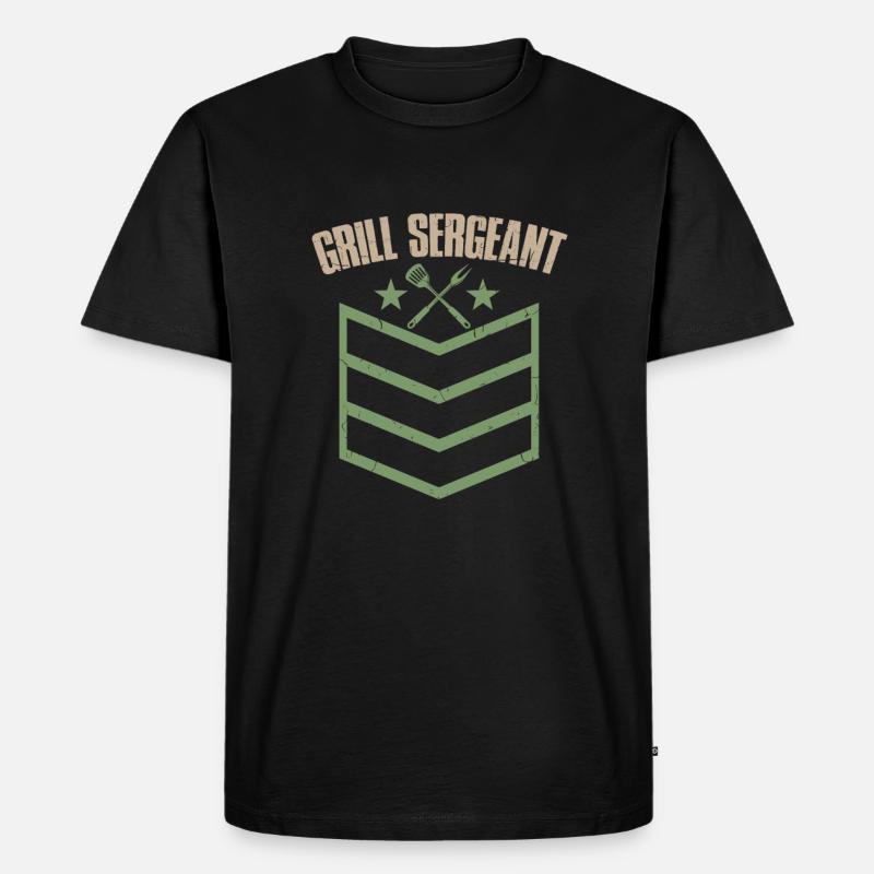 Barbecue Grill Sergeant Grillen Offizier - Männer Premium Bio T-Shirt - Schwarz