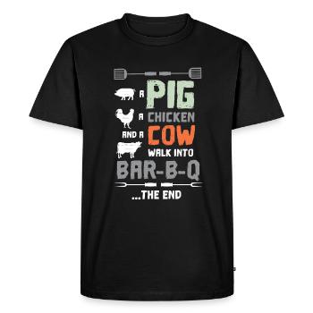 Un cochon, une poule et une vache entrent dans le - T-shirt Premium bio Homme - noir - Devant - Nico (187cm)