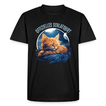 Chemise de nuit officielle avec chat mignon - T-shirt Premium bio Homme - noir - Devant - Nico (187cm)