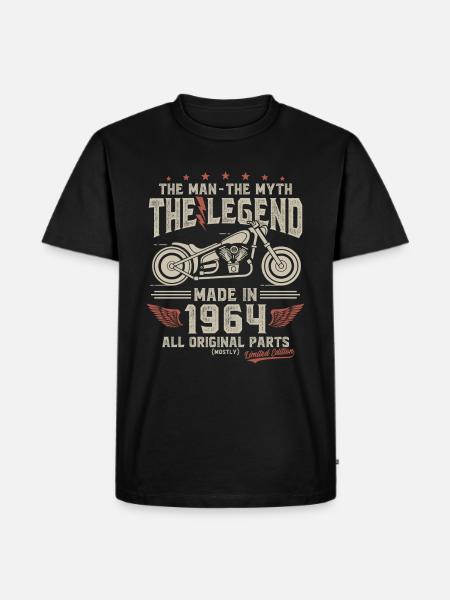 1964 vintage Mann Mythos Legend motorsykkel - Premium økologisk T-skjorte for menn - svart