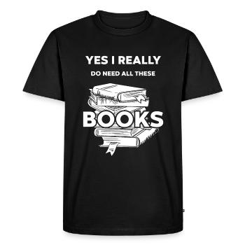 Books bookworm nerd gift - Men's Premium Organic T-Shirt - black - Front - Nico (187cm)