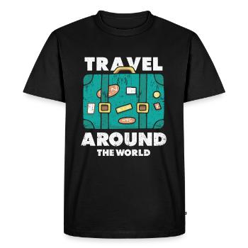 Voyage voyageur du monde - T-shirt Premium bio Homme - noir - Devant - Nico (187cm)