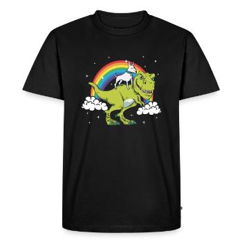 Bull Terrier Dog T-Rex Dinosaur Dino Funny Ges - Men's Premium Organic T-Shirt - black - Front - Nico (187cm)