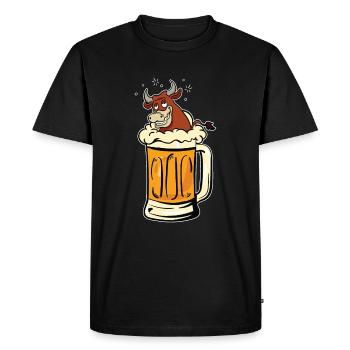 Cadeau drôle de bière d'alcool de vache taureau - T-shirt Premium bio Homme - noir - Devant - Nico (187cm)