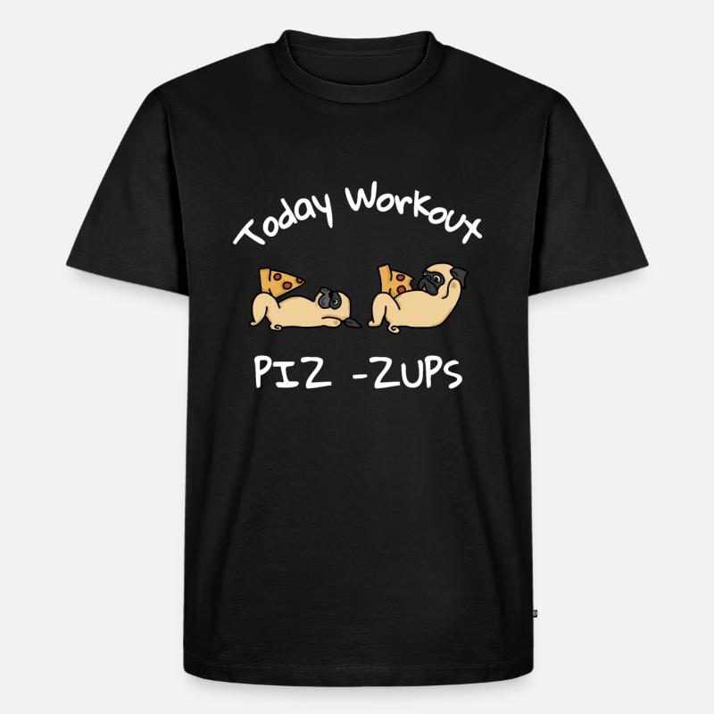 Mops Pizza - Männer Premium Bio T-Shirt - Schwarz