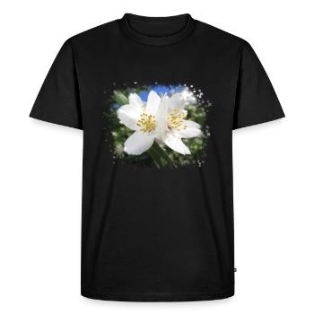white, blooming flowers, blossoms in summer, nature - Men's Premium Organic T-Shirt - black - Front - Nico (187cm)
