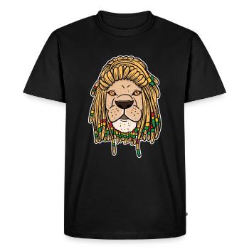 Reggae Rasta Rastafari Lion Dreadlocks Gift - Men's Premium Organic T-Shirt - black - Front - Nico (187cm)