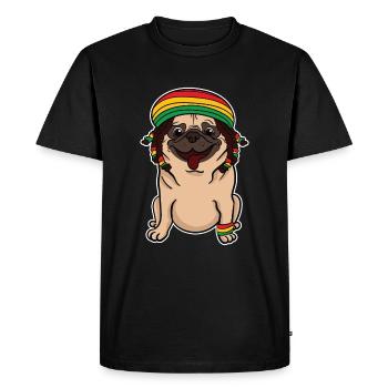 Cadeau pour chien Pug Reggae Rasta Rastafarian Jamaica - T-shirt Premium bio Homme - noir - Devant - Nico (187cm)