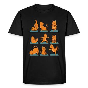 Cadeau de gymnastique yoga pour chats avec chats drôles - T-shirt Premium bio Homme - noir - Devant - Nico (187cm)