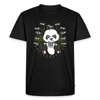 Panda Pandas Zocken Zocker Gamer PC Gift - Men's Premium Organic T-Shirt - black - Front - Nico (187cm)