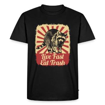 Waschbär Waschbären Live Fast Eat Trash Geschenk - Männer Premium Bio T-Shirt - Schwarz - Vorne - Nico (187cm)