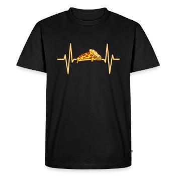 Battement de coeur cadeau pizza salami fromage Margherita - T-shirt Premium bio Homme - noir - Devant - Nico (187cm)