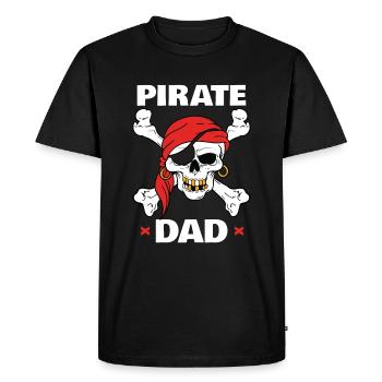 Pirate Pirate Ship Father Papa Skull Bones - Men's Premium Organic T-Shirt - black - Front - Nico (187cm)