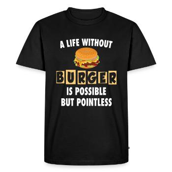 Burger Hamburger Cheeseburger Fast Food Cadeau - T-shirt Premium bio Homme - noir - Devant - Nico (187cm)