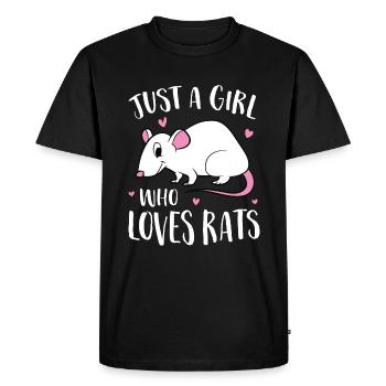 Juste Une fille Le Rat Aime doux Rat - T-shirt Premium bio Homme - noir - Devant - Nico (187cm)