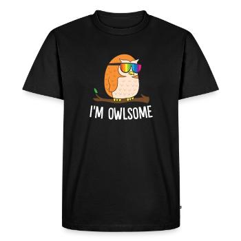 Hibou hibou joyeux - T-shirt Premium bio Homme - noir - Devant - Nico (187cm)