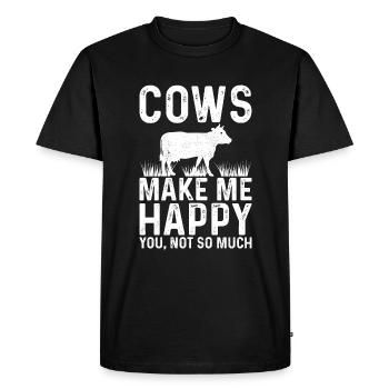 Vaches Me Heureux agriculteur lait vache - T-shirt Premium bio Homme - noir - Devant - Nico (187cm)