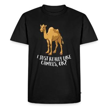 Drôles de chameaux J’aime vraiment les chameaux - T-shirt Premium bio Homme - noir - Devant - Nico (187cm)