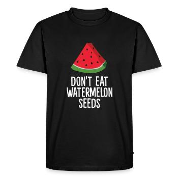 Pregnancy Watermelon Don't Eat Watermelon Seeds - Men's Premium Organic T-Shirt - black - Front - Nico (187cm)