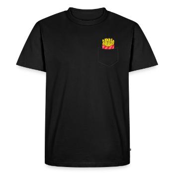 Drôle Français frites dans votre poche - T-shirt Premium bio Homme - noir - Devant - Nico (187cm)