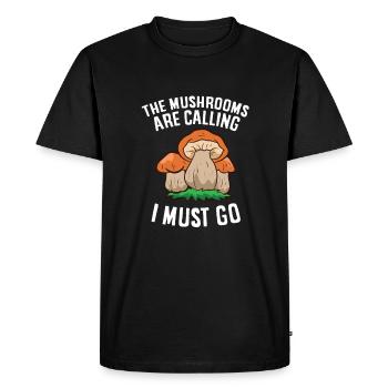 Cèpes sifflements champignons saison Champignons comestibles - T-shirt Premium bio Homme - noir - Devant - Nico (187cm)
