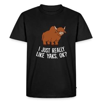 J’aime vraiment les bœufs verts ok? Yack - T-shirt Premium bio Homme - noir - Devant - Nico (187cm)