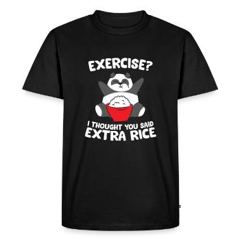 Funny Panda Exercise I Thought You Said Extra - Men's Premium Organic T-Shirt - black - Front - Nico (187cm)