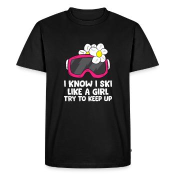 Ski Like A Girl Women Skiing - Men's Premium Organic T-Shirt - black - Front - Nico (187cm)